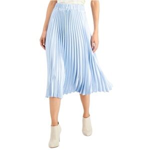 Alfani Pleated Midi Skirt Light Blue Pull On Elastic Waist Womens Size XL NWOT